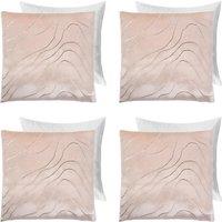 OHS 4 Pack Metallic Wave Filled Cushion Covers Home Decor Set in Natural | Size: 45 cm x 45 cm