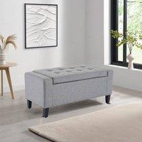 Home Republic Keswick Linen Storage Seat Storage Ottomans in Grey | Size: 2 Seater