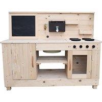 Big Game Hunters Triple Mud Kitchen with Working Tap - Children's Wooden Outdoor Play Kitchen in Light Brown | Size: Large