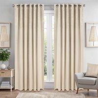 Luxury Living Triple Woven Blackout Velvet Diamante Ring Top Curtains in Cream | Size: 167 cm width x 137 cm drop