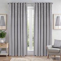 Luxury Living Triple Woven Blackout Velvet Diamante Ring Top Curtains in Silver | Size: 167 cm width x 137 cm drop