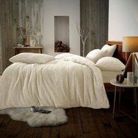 Smart Living Luxury Teddy Plain Duvet Cover & Pillowcase Set in Cream | Size: Double