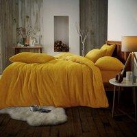 Smart Living Luxury Teddy Plain Duvet Cover & Pillowcase Set in Pale Orange | Size: King