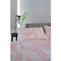 The Lyndon Company Toile De Jouy Luxurious 200 Thread Count Housewife Pillowcase Pair in Pink | Size: Standard Pillow Case