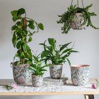 Ivyline Maisie Vintage Pattern Blush Metal Planter Set of 2