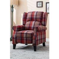 More4Homes Eaton Wing Back Fireside Checkered Fabric Pushback Recliner Chair in Red