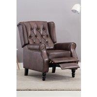 More4Homes Althorpe Wing Back Recliner Button Back Fireside Leather Chair in Brown