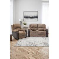 More4Homes Postana Manual Recliner Bonded Leather 1+2 Seater Sofa Set in Brown