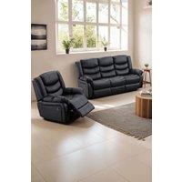 More4Homes Seattle Manual Recliner Bonded Leather 1+3 Seater Sofa Set in Black