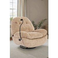 More4Homes Phoenix Manual Recliner Swivel & Rocker Teddy Boucle Fabric Chair in Medium Beige