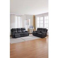 More4Homes Vinson Electric Recliner 2+3 Seater Sofa Set Air Leather With Speakers in Charcoal | Size: Large
