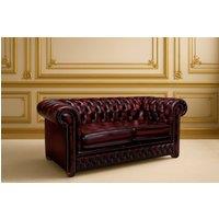 Somnior Traditional Chesterfield 2-Seater Leather Sofa Natural Grain UK Made in Red | Size: 2 Seater