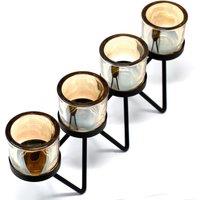 KDMD Centrepiece Iron Votive Candle Holder - 4 Cup Zig Zag in Black