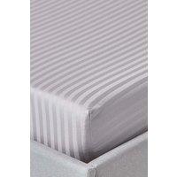 Homescapes Egyptian Cotton Satin Stripe Fitted Sheet 12 inch 330 Thread Count in Grey | Size: Super King Fitted