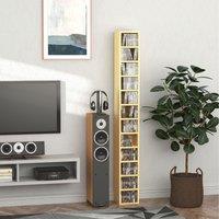 HOMCOM 12 tier Media Storage Cabinet 204 CDs Shelf Tower Multimedia Organizer in Light Brown | Size: 6ft