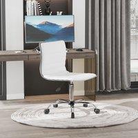 HOMCOM Armless Mid-Back Adjustable Office Chair with 360 Swivel in White
