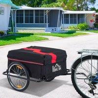 HOMCOM Folding Bike Trailer Cargo Storage Carrier with Removable Cover & Hitch in Black