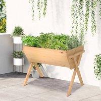 OUTSUNNY Wooden Planter Raised Bed Stand Vegetable Flower Bed, Natural