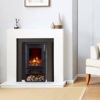 Neo 1000W / 2000W Electric Heater With Realistic Flame & Log Store in Black