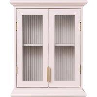 Melody Maison Pink Reeded Glass Wall Cabinet in Light Pink