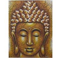 KDMD Buddha Painting - Gold Brocade Detail in Yellow