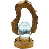 KDMD Molton Glass Hanging Art Vase on Wood in Brown