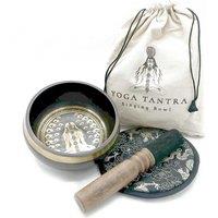 KDMD Hand Beaten & Engraved Singing Bowl Gift Set - 14cm - Yogi in Gold