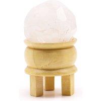 KDMD Gemstone Faceted Healing Ball & Stand - Rock Quartz in White