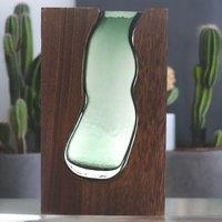 KDMD Large Glass Vase/Terarium inside Dark Tung Wood in Brown