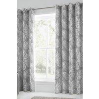 Fusion 'Matteo' 100% Cotton Light Filtering Pair of Eyelet Curtains in Grey | Size: 229 cm width x 183 cm drop