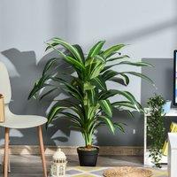 OUTSUNNY 110cm/3.6FT Artificial Dracaena Plant Fake Tree Potted Home Office in Green