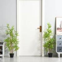 OUTSUNNY Set of 2 120cm/4FT Artificial Bamboo Tree Decorative Plant Pot Indoor in Green
