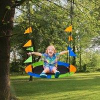 OUTSUNNY Saucer Tree Swing Set with Adjustable Rope Waterproof Seat Steel Frame in Orange