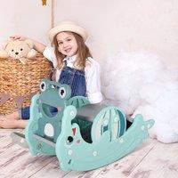 HOMCOM 3-in-1 Baby Rocking Horse Portable Slide Basketball Hoop, Green