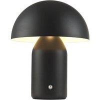 Happy Homewares Modern Rechargeable Mushroom Table Lamp with Touch Dimmer Button in Black | Size: 10 inches