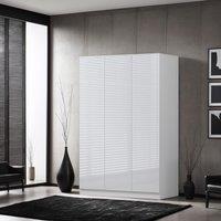 FWStyle 3 Door White Gloss Triple Wardrobe Push Open Soft Closing