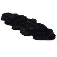 Infinity Leather Luxury Genuine Sheepskin Double Natural Fluffy Soft Real Wool Rug in Black | Size: 180 cm x 60 cm