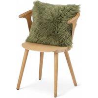Infinity Leather Luxury Genuine Sheepskin 40x40cm Real Wool Single Sided Cushion in Green | Size: 40 cm x 40 cm