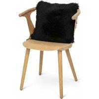 Infinity Leather Luxury Genuine Sheepskin 40x40cm Real Wool Single Sided Cushion in Black | Size: 40 cm x 40 cm