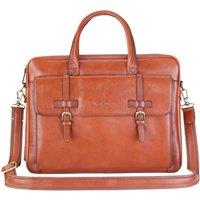 Infinity Leather Genuine Leather Laptop Messenger Crossbody Shoulder Bag - Belmont in Tan