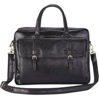Infinity Leather Genuine Leather Laptop Messenger Crossbody Shoulder Bag - Belmont in Black