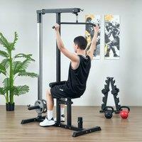 HOMCOM Exercise Pulldown Machine Power Tower with Adjustable Seat Cables in Black