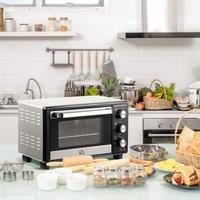 HOMCOM Mini Oven 16L Countertop Oven w/ Adjustable Temp Timer 1400W in Silver