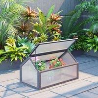 OUTSUNNY Wooden Cold Frame Greenhouse Garden Polycarbonate Grow House in Grey
