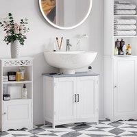 Kleankin Pedestal Under Sink Cabinet with Doors Bathroom Storage Vanity Unit in White