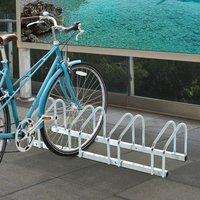 HOMCOM Bike Parking Rack Bicycle Locking Storage Stand for Cycling in Silver | Size: 5