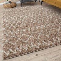THE RUGS Soft Tangier Shaggy Rugs & Runners Beige & Ivory Living Room | Size: 200 cm x 290 cm