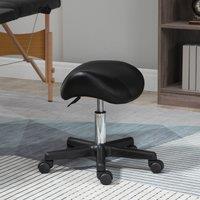 HOMCOM Saddle Stool Adjustable Rolling Salon Chair for Massage Spa Beauty in Black
