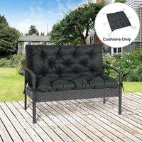 OUTSUNNY 2 Seater Garden Bench Cushion Outdoor Seat Pad with Ties in Black