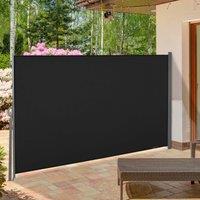 OUTSUNNY Garden Retractable Deck Side Awning Screen Fence Privacy Divider in Black
